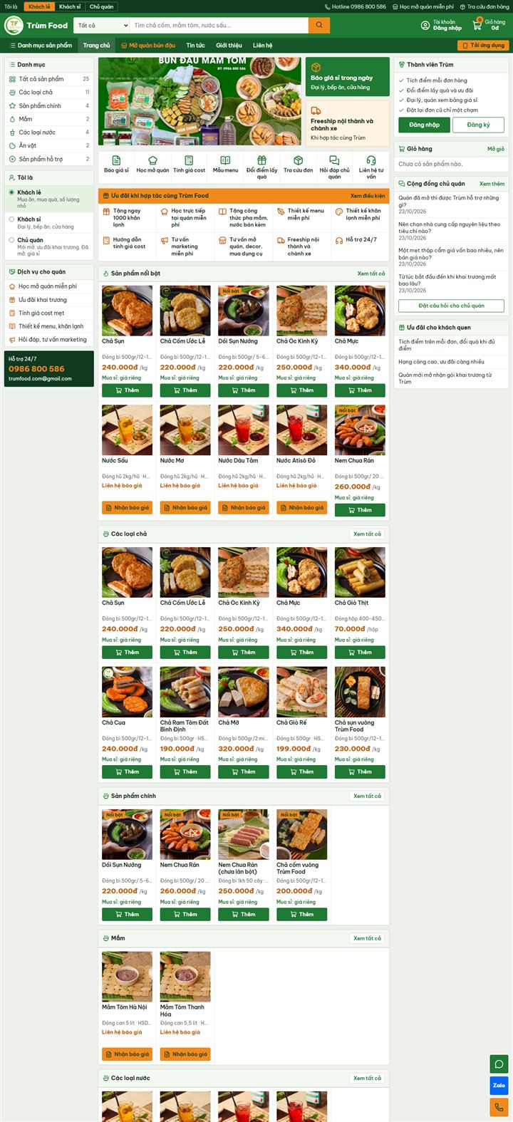 Giao diện website trumfood.com